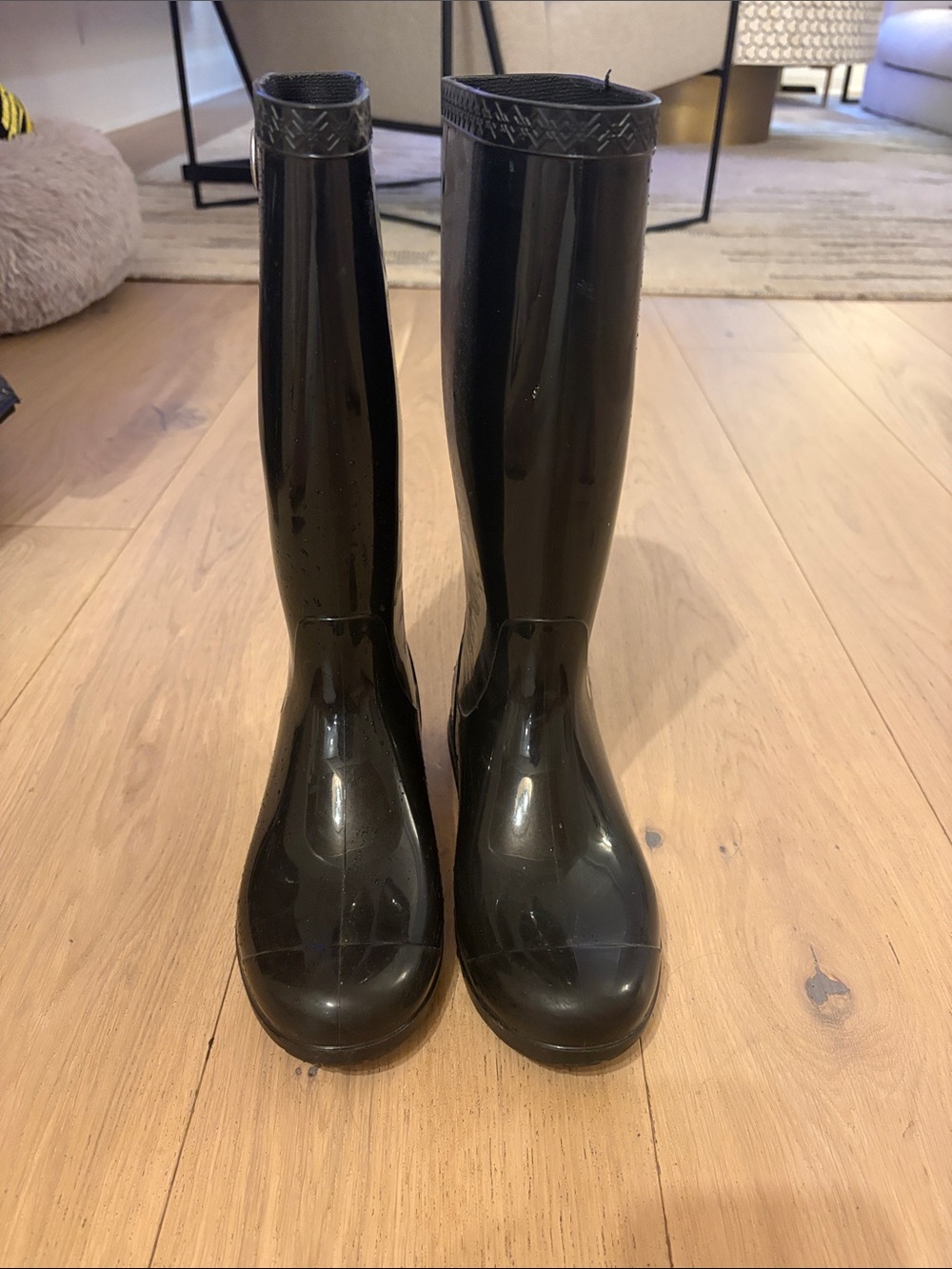 UGG Glossy Black Knee-High Rain Boots